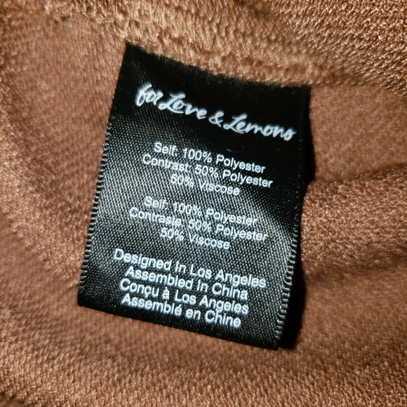 FOR LOVE & LEMONS Shannon Pants Camel Wide Leg Front Seam Knit Trousers Sz S - Picture 8 of 13